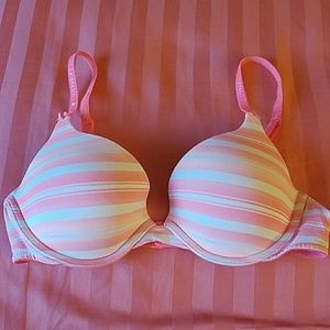 VS Striped Pink and White Bra